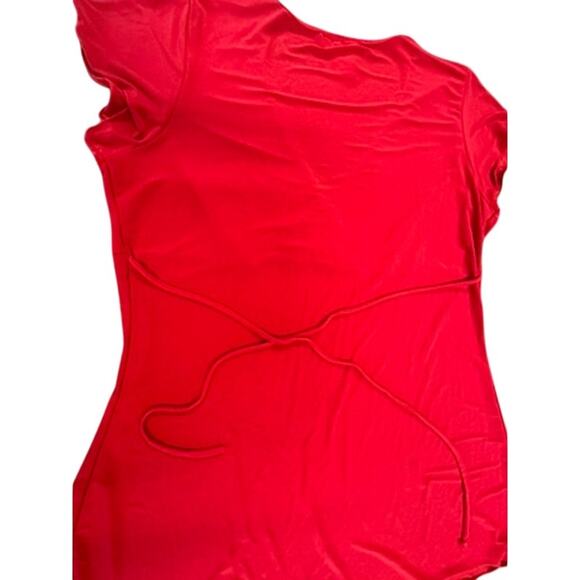 "M.K.M. DESIGNS" V Neck Flutter Slv Y2k Top SZ XL Back Tie Babydoll Flowy Cross - Picture 10 of 10